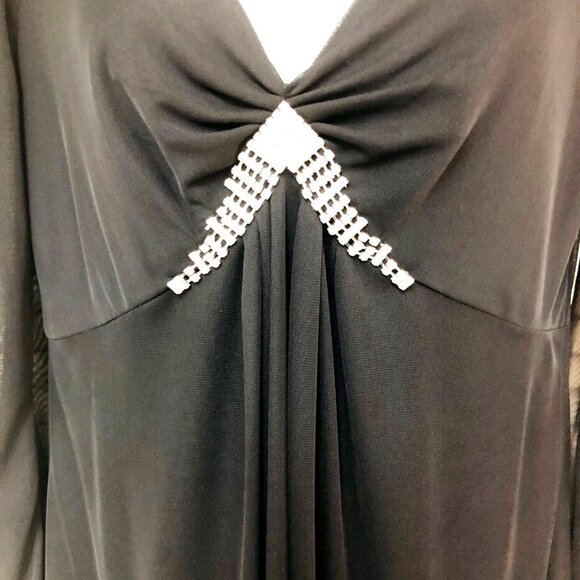 Alex Evenings Black Baby Doll Cocktail Dress Women 8 Embellish Lined Holiday LBD - Picture 3 of 10